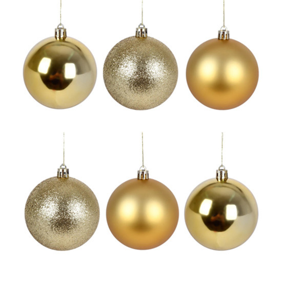 Imagem BOLA NATALINA DECORATIVA DOURADA 8CM EM PVC 6 PEÇAS - GRILLO