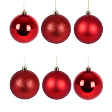 Imagem de BOLA NATALINA DECORATIVA VERMELHA 6CM EM PVC 9 PEÇAS - GRILLO - Grillo Ltda