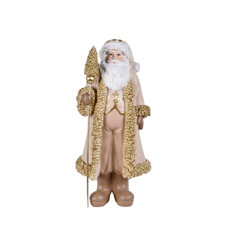 Imagem de PAPAI NOEL DOURADO E CHAMPAGNE DECORATIVO EM RESINA COM CAJADO 30X15X10CM - GRILLO - Grillo Ltda