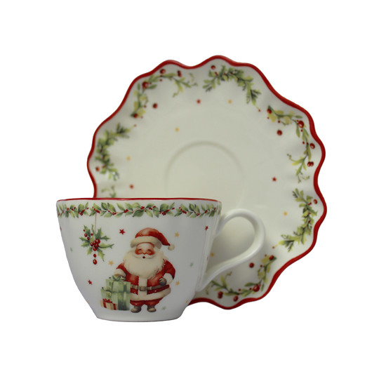 Imagem CONJUNTO 4 XÍCARAS NATALINAS COM PIRES EM PORCELANA - CROSS