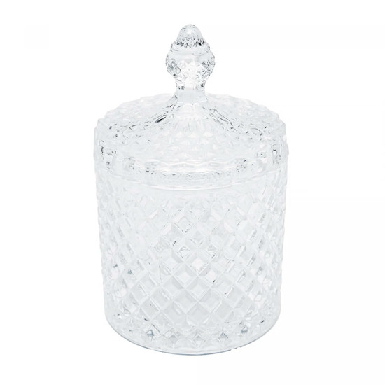 Imagem POTICHE DECORATIVO DE CRISTAL COM TAMPA LITT 17X10,5X10,5CM - WOLFF