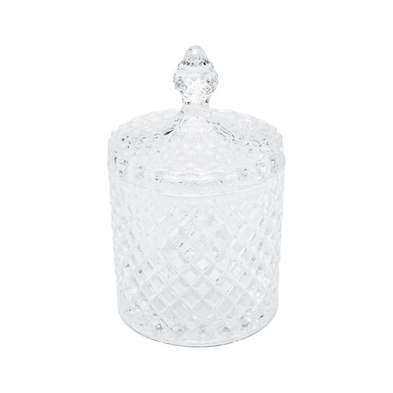 Imagem POTICHE DECORATIVO DE CRISTAL COM TAMPA LITT 13,5X8,5X8,5CM - WOLFF