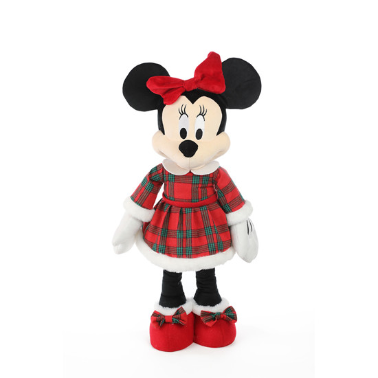 Imagem MINNIE NOEL COM GORRO E VESTIDO XADREZ DECORATIVO EM POLIÉSTER 52X21X15CM - CROMUS
