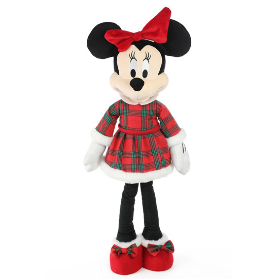 Imagem MINNIE NOEL COM GORRO E VESTIDO XADREZ DECORATIVO EM POLIÉSTER 52X21X15CM - CROMUS
