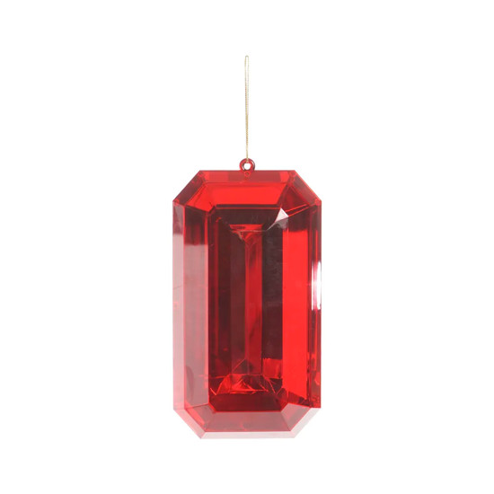 Imagem ENFEITE PARA ÁRVORE DE NATAL FORMATO JÓIA JADE VERMELHA EM PLÁSTICO - CROMUS