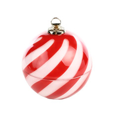 Imagem de BOMBONIERE FORMATO BOLA DE NATAL VERMELHA E BRANCA LISTRADA EM VIDRO - CROMUS - Cromus Embalagens Ind E Com Ltda