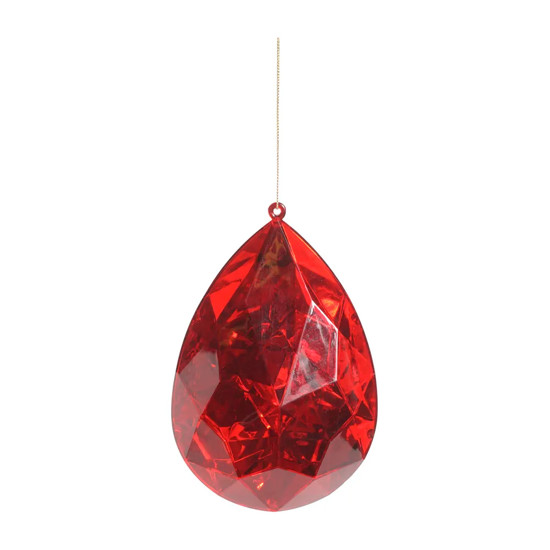 Imagem ENFEITE DE PENDURAR PARA ÁRVORE DE NATAL FORMATO JÓIA VERMELHA EM PLÁSTICO - CROMUS