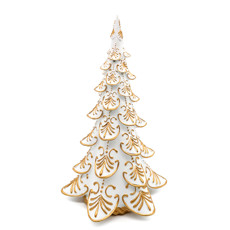 Imagem de ÁRVORE DE NATAL DECORATIVA EM RESINA MARROM E BRANCA COM LED E GLITTER - TOKDACASA - Cromus Embalagens Ind E Com Ltda