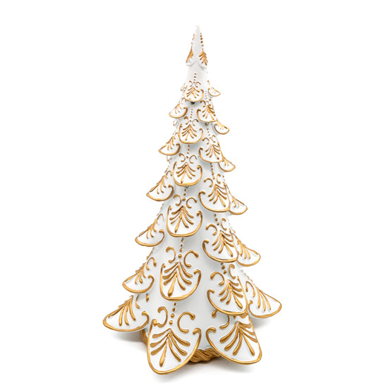 Imagem ÁRVORE DE NATAL DECORATIVA EM RESINA MARROM E BRANCA COM LED E GLITTER - TOKDACASA