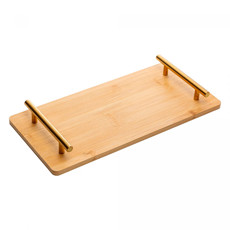 Imagem de BANDEJA DE BAMBU COM ALÇA DE METAL DOURADA SEATTLE 4X36X17CM - WOLFF - Rojemac Impotacao E Exportacao Ltda