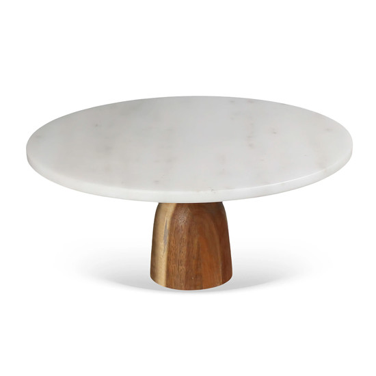 Imagem BOLEIRA EM MÁRMORE BRANCO BASE EM MADEIRA 13X30CM - CROSS