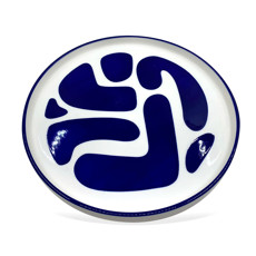 Imagem de BANDEJA REDONDA EM CERÂMICA BRANCA E AZUL 2,5X27X27CM - CROSS - Cross Comercial Ltda