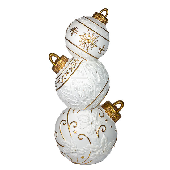 Imagem BOLAS BRANCAS E DOURADAS NATALINAS EM RESINA 40CM - TOKDACASA