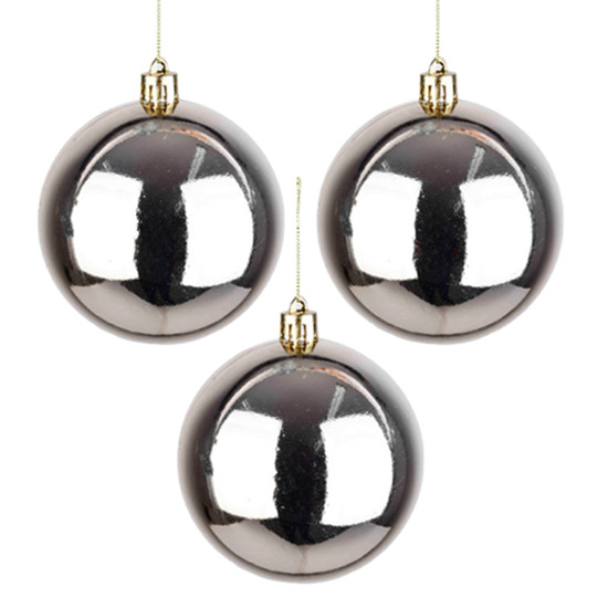Imagem BOLA NATALINA CHAMPAGNE DECORATIVA METALIZADA 6CM DE PLÁSTICO 3 PEÇAS - GRILLO