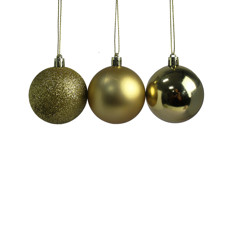 Imagem de BOLA NATALINA DECORATIVA DOURADA 6CM EM PVC 9 PEÇAS - GRILLO - Grillo Ltda