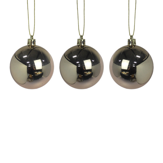 Imagem BOLA NATALINA CHAMPAGNE DECORATIVA METALIZADA 6CM DE PLÁSTICO 3 PEÇAS - GRILLO