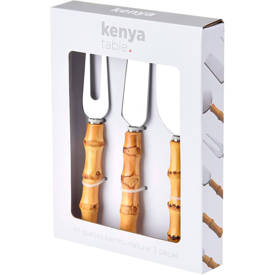 Imagem KIT 3 TALHERES BAMBU NATURAL PARA QUEIJO - KENYA