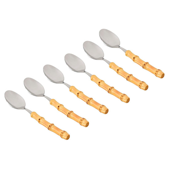 Imagem 6 COLHERES DE CHÁ BAMBU NATURAL EM AÇO INOX - KENYA