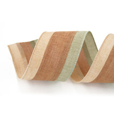 Imagem de FITA DECORATIVA LISTRADA BEGE MARROM E VERDE EM POLIÉSTER 6,3CM X 9,14M - CROMUS - Cromus Embalagens Ind E Com Ltda
