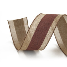 Imagem de FITA DECORATIVA LISTRADA BEGE E MARROM EM POLIÉSTER 6,3CM X 9,14M - CROMUS - Cromus Embalagens Ind E Com Ltda