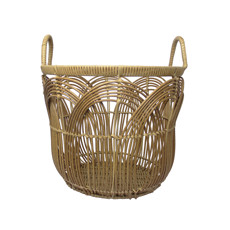 Imagem de CESTO COM ALÇA DE TRAMA SINTÉTICA MARROM CLARO 30X35X35CM - CROSS  - Cross Comercial Ltda