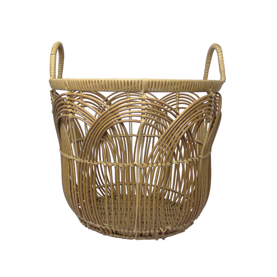 Imagem CESTO COM ALÇA DE TRAMA SINTÉTICA MARROM CLARO 30X35X35CM - CROSS 