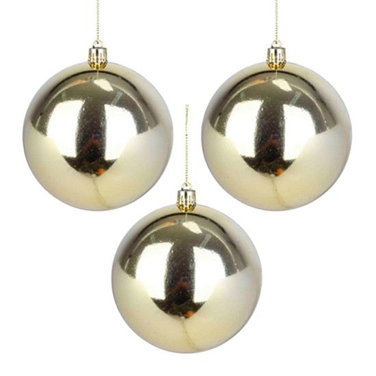 Imagem BOLA DE NATAL DECORATIVA DOURADA METALIZADA DE PLÁSTICO 6CM 3 UND - GRILLO