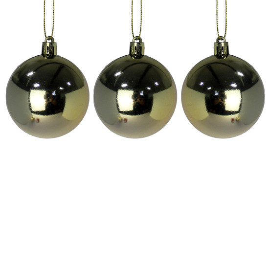 Imagem BOLA DE NATAL DECORATIVA DOURADA METALIZADA DE PLÁSTICO 6CM 3 UND - GRILLO