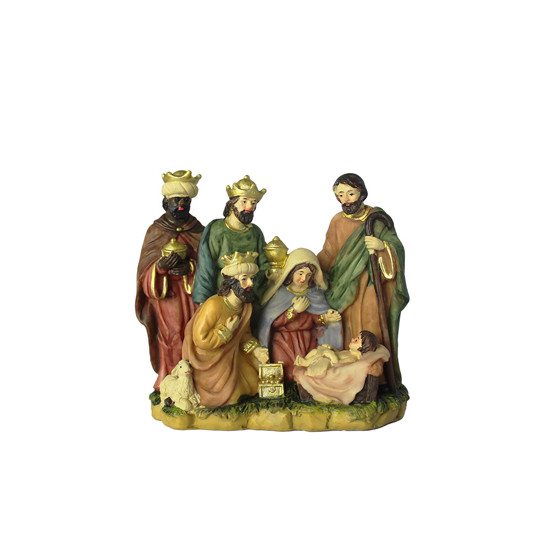 Imagem PRESÉPIO SAGRADA FAMÍLIA DECORATIVA EM RESINA 13X14X7CM - GRILLO