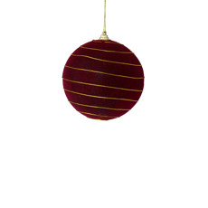 Imagem de BOLA DE NATAL VINHO AVELUDADA E LISTRAS DOURADAS DE PLÁSTICO 10CM 3 UNIDADES - GRILLO - Grillo Ltda