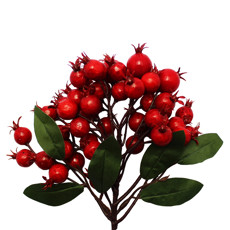 Imagem de COMPLEMENTO DE BERRIES VERMELHAS E FOLHAGEM VERDE DE PLÁSTICO 20X17CM - GRILLO - Grillo Ltda