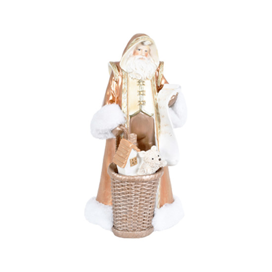 Imagem PAPAI NOEL DOURADO E BRANCO DECORATIVO EM RESINA 28X15X12CM - GRILLO