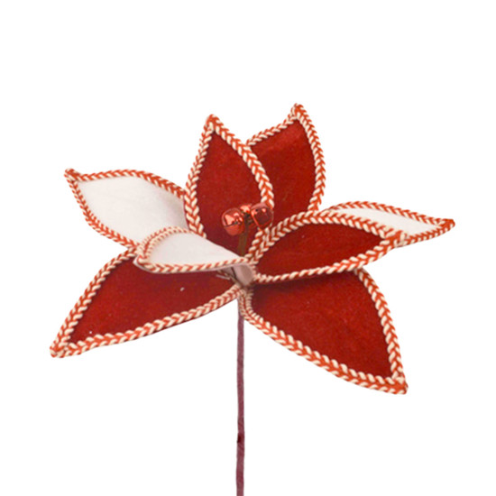 Imagem HASTE DECORATIVA DE POINSÉTIA VERMELHA E BRANCA 20X26CM - GRILLO