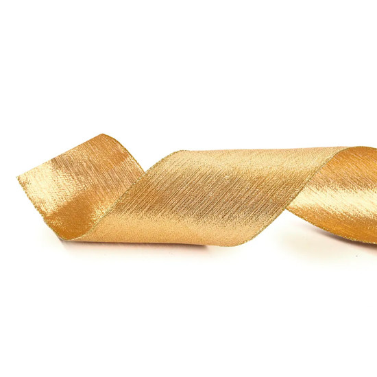 Imagem FITA ARAMADA DECORATIVA DOURADA DE POLIÉSTER 10CM X 4,57M - CROMUS