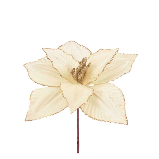 Imagem HASTE DECORATIVA DE POINSÉTIA OFF WHITE 20X23CM - GRILLO