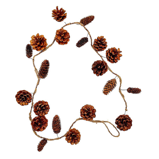 Imagem CORDÃO RÚSTICO DE PINHAS DIVERSAS MARRONS 140CM - TUUT