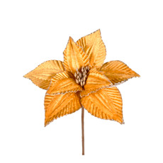 Imagem de HASTE DECORATIVA DE POINSÉTIA DOURADA DE POLIÉSTER 20X23CM - GRILLO - Grillo Ltda