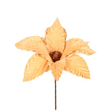 Imagem de HASTE DECORATIVA DE POINSÉTIA DOURADA DE POLIÉSTER 20X28CM - GRILLO - Grillo Ltda