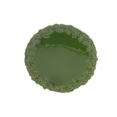 Imagem de PRATO RASO NATALINO VERDE COM BORDAS DE FOLHAGEM RELEVADAS 32CM - TOKDACASA - Cromus Embalagens Ind E Com Ltda
