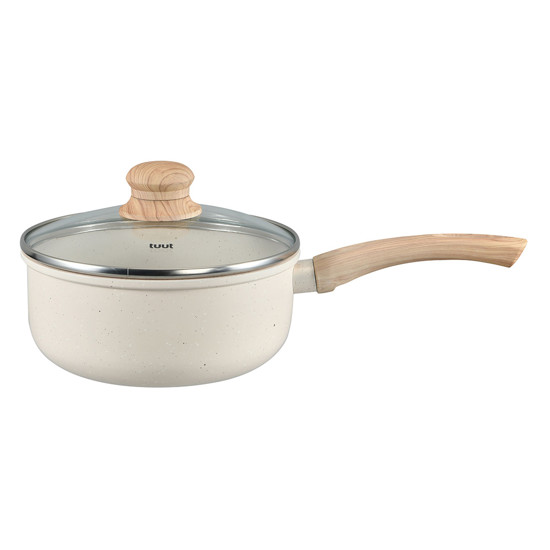 Imagem PANELA DE ALUMÍNIO ECOGLID VANILLA ANTIADERENTE COM CABO DE MADEIRA 9X34X19CM - TUUT