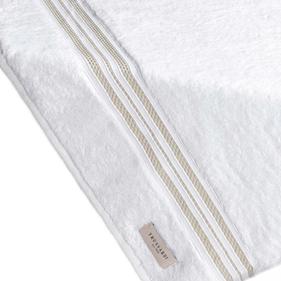 Imagem TOALHA DE ROSTO 100% ALGODÃO BARBERINE BRANCO/PISTACCHIO 48X90CM - TRUSSARDI