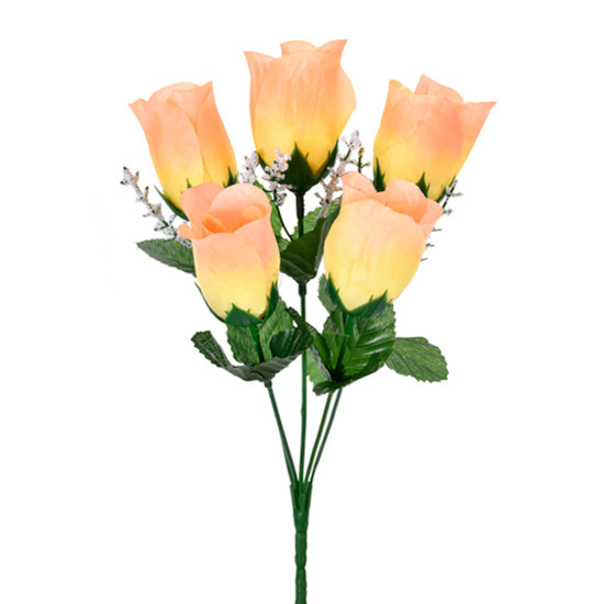 Imagem BUQUÊ DE BOTÕES DE ROSAS SALMÃO DE PLÁSTICO 36X17CM - GRILLO