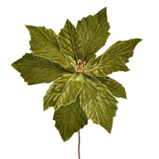 Imagem de HASTE DECORATIVA MOLDÁVEL DE POINSÉTIA VERDE AVELUDA DE POLIÉSTER 32X34CM - CROMUS - Cromus Embalagens Ind E Com Ltda