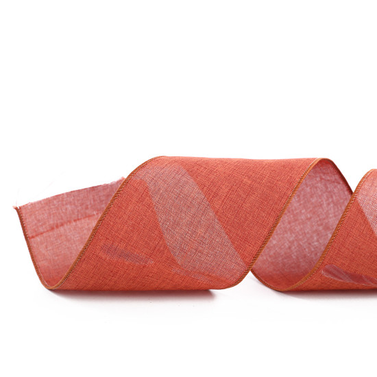 Imagem FITA ARAMADA DECORATIVA LARANJA LISA DE POLIÉSTER 10CM X 4,57M - CROMUS