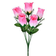 Imagem de BUQUÊ DE BOTÕES DE ROSAS COR ROSA DE PLÁSTICO 36X17CM - GRILLO - Grillo Ltda