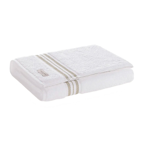 Imagem TOALHA DE ROSTO 100% ALGODÃO BARBERINE BRANCO/PISTACCHIO 48X90CM - TRUSSARDI