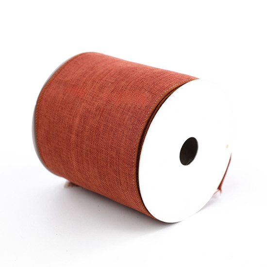 Imagem FITA ARAMADA DECORATIVA LARANJA LISA DE POLIÉSTER 10CM X 4,57M - CROMUS