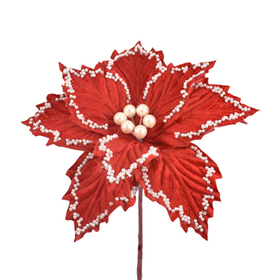 Imagem HASTE DECORATIVA DE POINSÉTIA VERMELHA 20X21CM - GRILLO