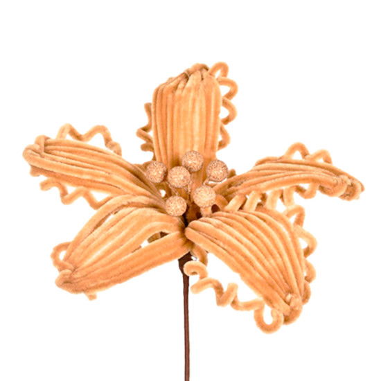 Imagem HASTE DECORATIVA DE POINSÉTIA NUDE AVELUDADA DE TECIDO E PLÁSTICO 20X24CM - GRILLO