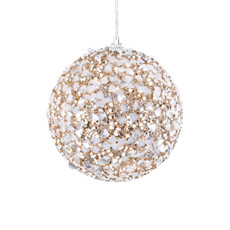 Imagem de BOLA DE NATAL CHAMPAGNE COM GLITTER DECORADA DE PLÁSTICO 10CM 3 UNIDADES - GRILLO - Grillo Ltda